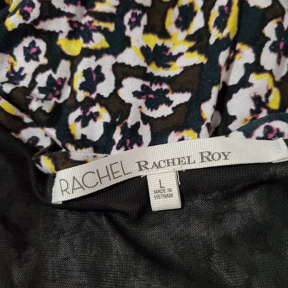RACHEL Rachel Roy Viola Flower Side Ruched Midi Dress Womens Size L Sleeveless